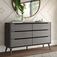 Stalter 6-Drawer 58" W Solid Wood Double Dresser by Mercury Row