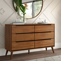 Stalter 6-Drawer 58" W Solid Wood Double Dresser by Mercury Row