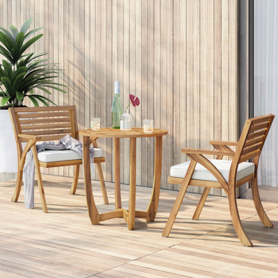Round 2 - Person 28" Long Bistro Set with Cushions by Red Barrel Studio