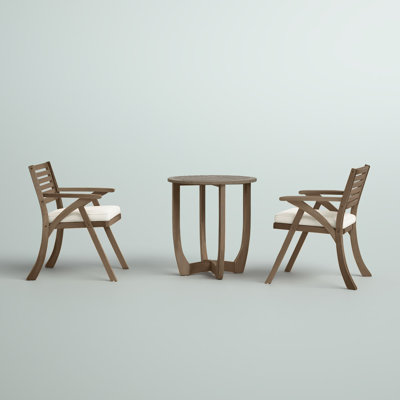 Round 2 - Person 28" Long Bistro Set with Cushions by Red Barrel Studio