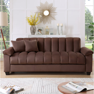 Cesella 83" Velvet Pillow Top Arm Convertible Sofa Bed with Storage by Mercer41