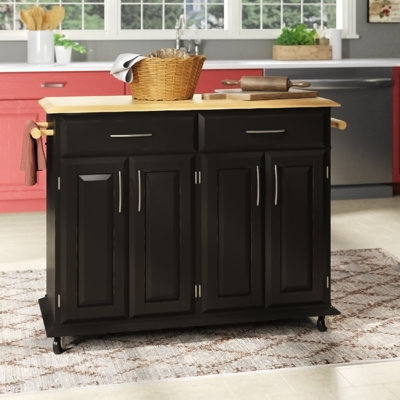 Hamilton Kitchen Cart with Solid Wood Top by Charlton Home