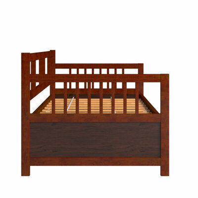 Twin Size Wooden Slats Daybed Bed With Rails by Red Barrel Studio