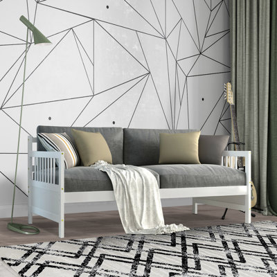 Twin Size Wooden Slats Daybed Bed With Rails by Red Barrel Studio