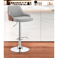 Aurick Faux Leather And Iron Adjustable Height Swivel Bar Chair by George Oliver