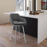 Aule Swivel Counter or Bar Height Barstool with Arms and Footrest by Wade Logan