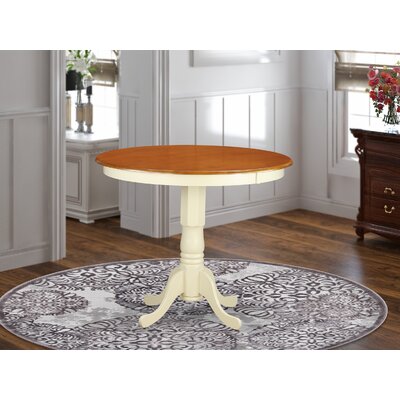 Smyth Counter Height Solid Wood Rubberwood Pedestal Dining Table by Charlton Home