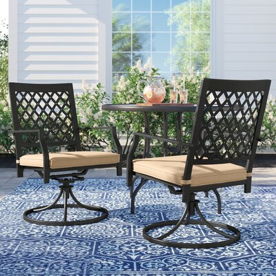 Alyah Swivel Patio Dining Armchair with Cushion by Lark Manor