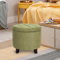Vella 19.7" Wide Tufted Round Storage Ottoman