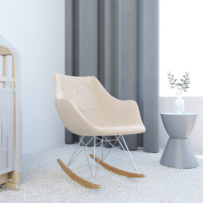 Bullsbrook Modern Upholstered Rocking Chair – Small Accent Chair for Nursery, Kids, or Living Room | Nursing Chair with Curved Back & Wood Rocker Legs by George Oliver