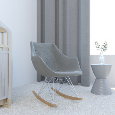 Bullsbrook Modern Upholstered Rocking Chair – Small Accent Chair for Nursery, Kids, or Living Room | Nursing Chair with Curved Back & Wood Rocker Legs by George Oliver