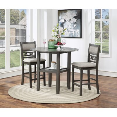 Ziemer Counter Height Drop Leaf Rubberwood Solid Wood Dining Set by Lark Manor
