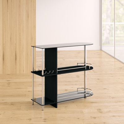 Chewning Bar Table with Two Tempered Glass Shelves by Ivy Bronx