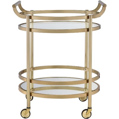 Lakelyn Oval Bar Cart with Two Shelves by Mercer41