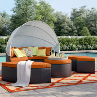 Convene Wicker Rattan Outdoor Patio Canopy Sectional Daybed by Modway
