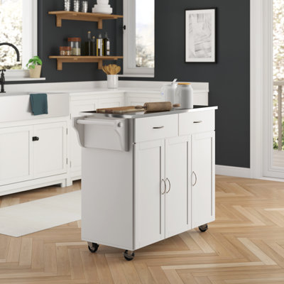 Garrettsville Kitchen Cart with Stainless Steel Top by Red Barrel Studio