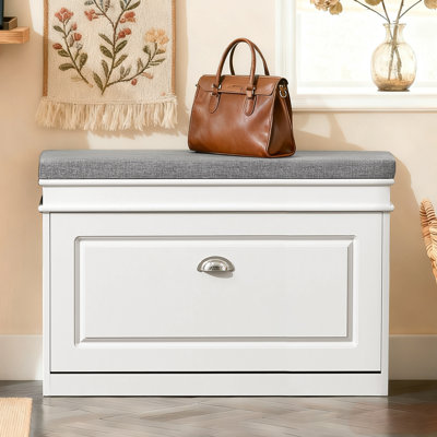 Shoe Storage Bench with 1 Flip-Drawer,  Padded Seat for Hallway by Red Barrel Studio