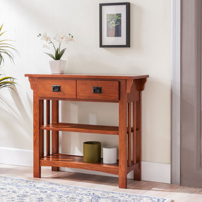 Mission Solid + Manufactured Wood Bookcase in Medium Oak by Loon Peak