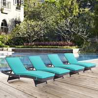 Modway Convene Wicker Rattan Outdoor Patio Chaise Lounge Chairs in Espresso