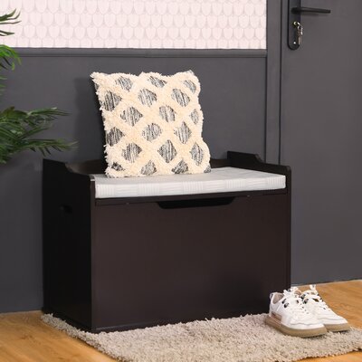 Harriet Bee Kids Toy Box Wooden Flip-top Storage Chest Bench W/ Cushion Safety Hinge by Harriet Bee