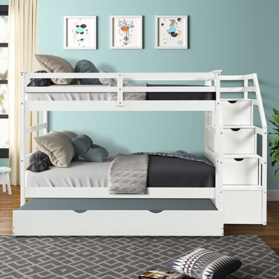 Andrzejewski Twin Over Twin Standard Bunk Bed with Trundle by Harriet Bee by Harriet Bee