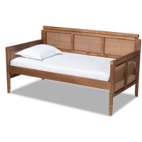 Elwyn Vintage French Inspired Ash Wanut Finished Wood And Synthetic Rattan Daybed by Sand & Stable