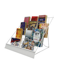 4-Tiered 18" Wire Display Rack Literature Brochure Magazine Stand Book Tabletop Rack, 2.5" Deep Open by FixtureDisplays