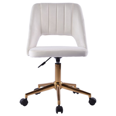 Maya Swivel Vanity Chair with 360 Degree Rotation Modern Makeup Desk Seat with Adjustable Height by Everly Quinn