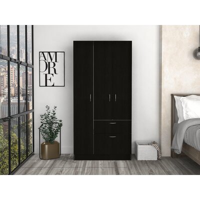 Ramblas 2-Cabinet Bedroom Armoire, with One Drawer and One Hidden Drawer for Shoes by Latitude Run