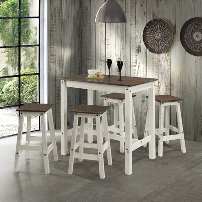 Poppy-Jo 4 - Person Counter Height Pine Solid Wood Dining Set by Red Barrel Studio