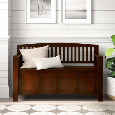 Glenn 50” Slat Back Hidden Storage Wood Bench with Flip Top Seat by Alcott Hill