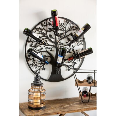 Rahniyah Hanging Wine Bottle & Glass Rack in Black by Red Barrel Studio