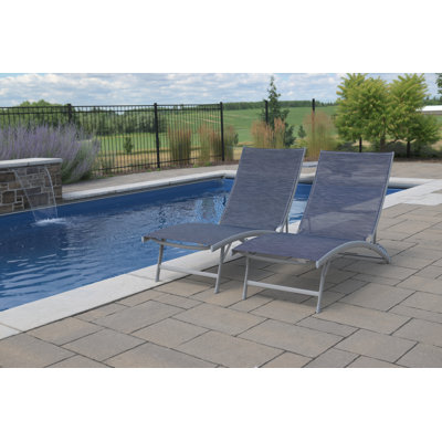 Vivere Stackable Aluminum Clearwater Lounger Set with Premium Phifertex Fabric (265 lb Capacity) by Orren Ellis