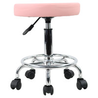 PU Leather Round Rolling Height Adjustable Lab Stool by Inbox Zero
