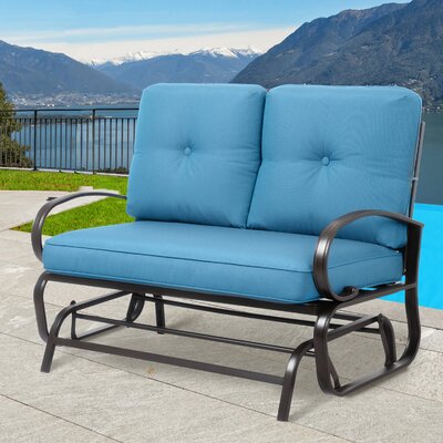 Outdoor Adelphia Gliding Metal Bench with Cushions by Latitude Run