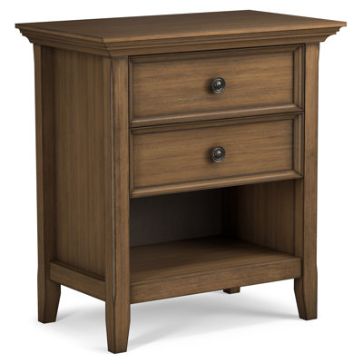 Amherst 24"W Solid Wood Transitional Nightstand with 2 Drawers and Open Storage Shelf by Simpli Home