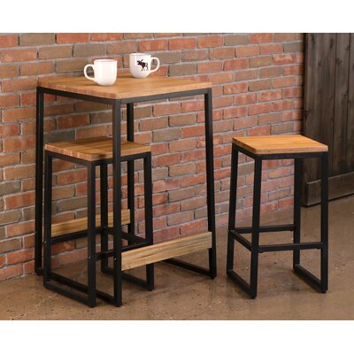 Corrine 3 Piece Counter Height Solid Wood Dining Set by Union Rustic