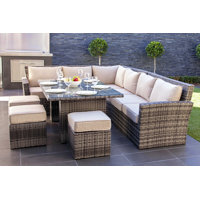 Outdoor 8-Piece Wicker Aluminum Sectional Seating Group with Cushions by Latitude Run