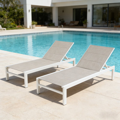 Gerber 77" Long Aluminum Reclining Chaise Lounge Chairs Padded with Quick Dry Foam by Freeport Park