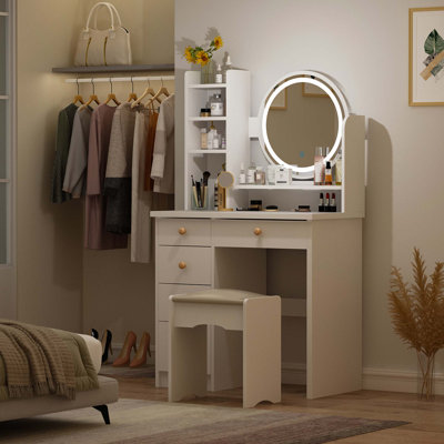 Willodine Vanity Set with Stool and Mirror