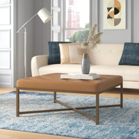 Aagna 40" Wide Faux Leather Tufted Square Cocktail Ottoman by Wade Logan