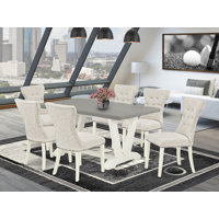 Carreras 6 - Person Acacia Solid Wood Dining Set by Lark Manor