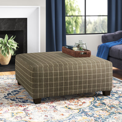 Annora 41" Wide Square Checkered Cocktail Ottoman