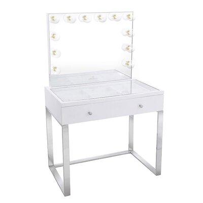 SlayStation Scarlett Vanity Table Vanity Mirror Bundle by Latitude Run