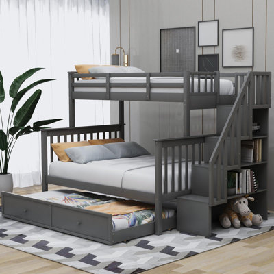 Abdeslam Twin Over Full Solid Wood Standard Bunk Bed with Bookcase by Harriet Bee by Harriet Bee
