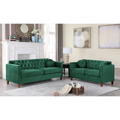 Prady 2 Piece Velvet Living Room Set