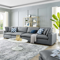 Modway Commix Down Filled Overstuffed Vegan Leather 4-Seater Sofa