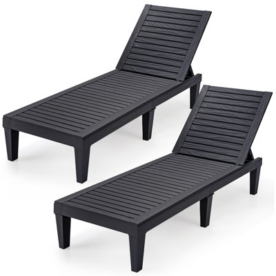 Patiojoy 2pcs Patio Lounge Chair Chaise Recliner Adjustable Backrest Outdoor&indoor Black by Red Barrel Studio