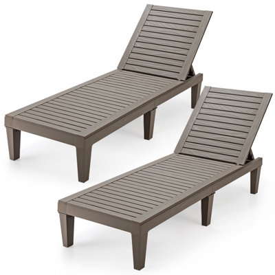Patiojoy 2pcs Patio Lounge Chair Chaise Recliner Adjustable Backrest Outdoor&indoor Black by Red Barrel Studio