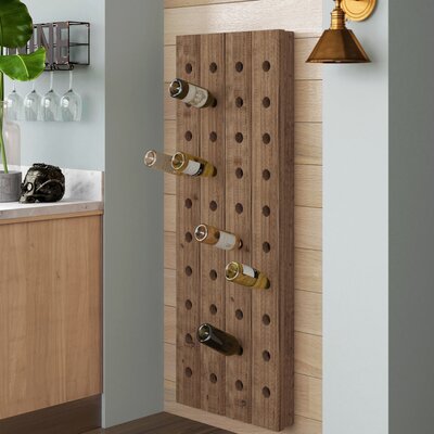Brown Wood Tall 40 Hole Wall Wine Rack, 21" x 4" x 57" by Wade Logan